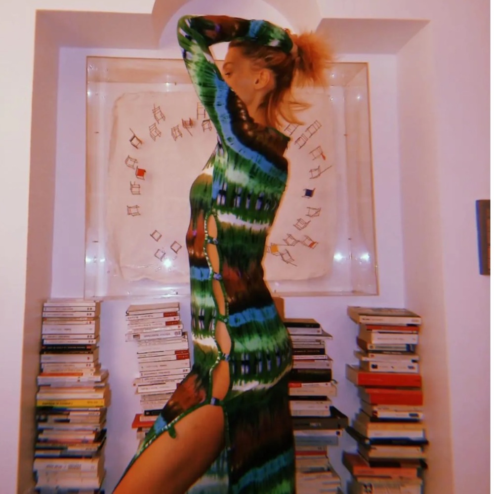 Marcia tchikiboum long sleeve tie-dyed dress